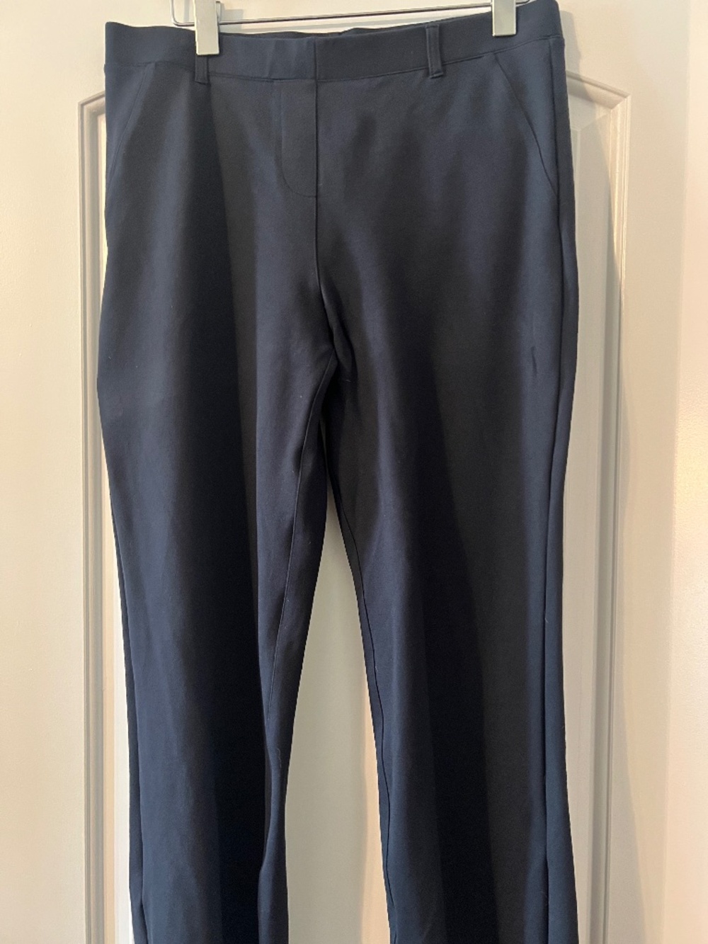 Quince Navy Ultra-Stretch Ponte Bootcut Pants Sz L